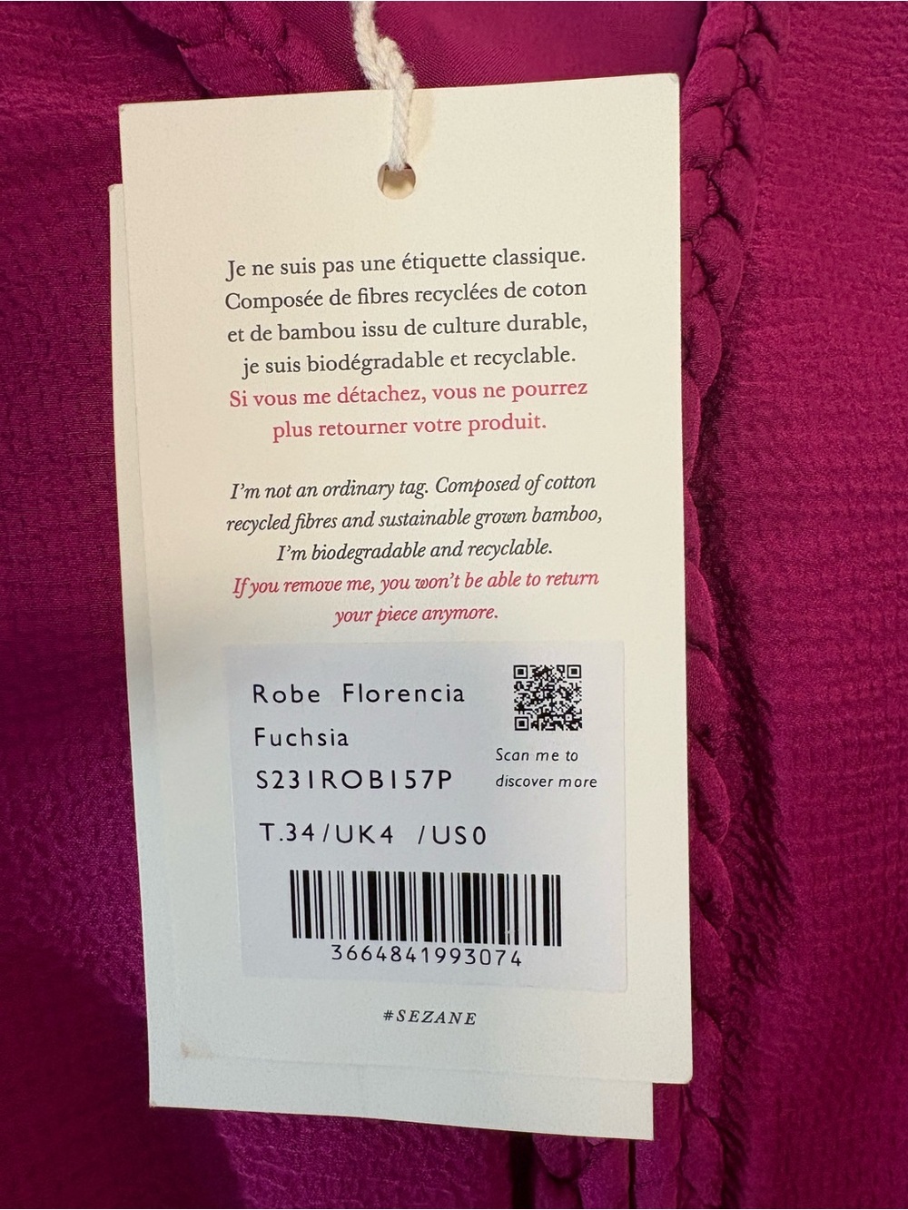 Sezane Robe Florencia in Fuschia Midi Dress Size FR34/US0 NWT - Picture 4 of 6